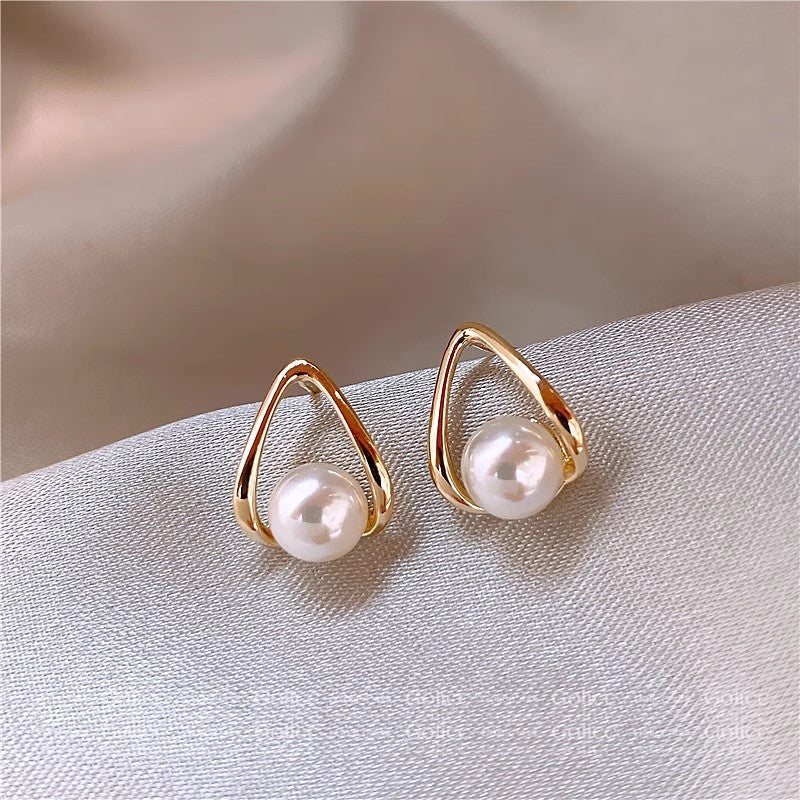 French Style Pearl Tassel Earrings with 925 Silver Needles