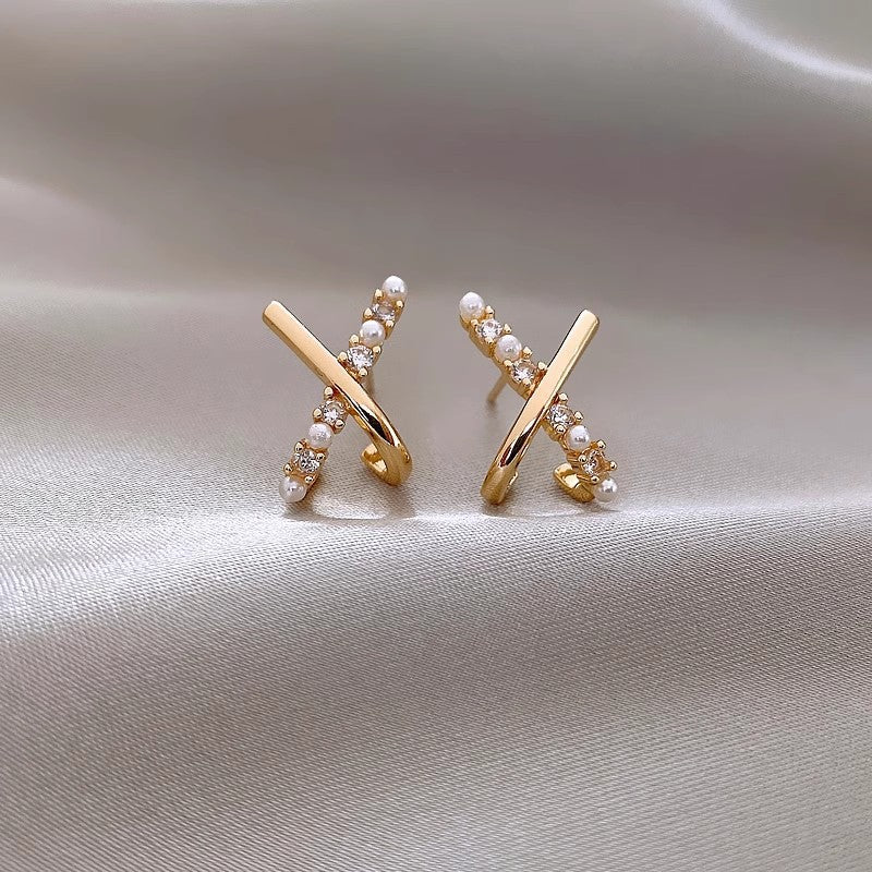 French Style Pearl Tassel Earrings with 925 Silver Needles