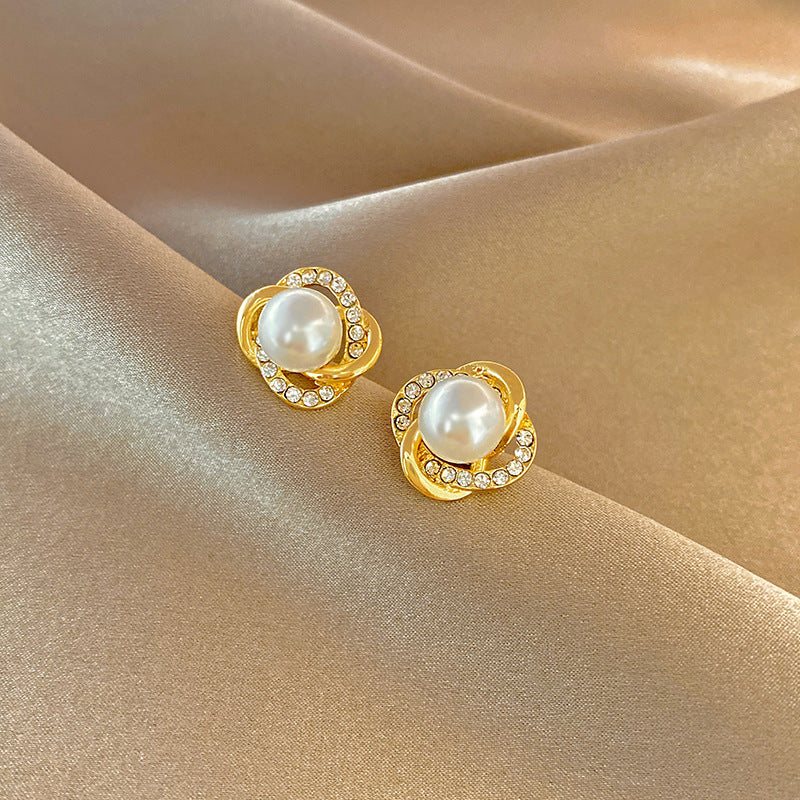 French Style Pearl Tassel Earrings with 925 Silver Needles