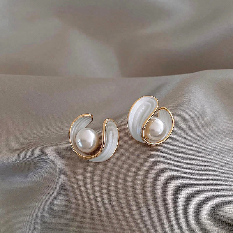 French Style Pearl Tassel Earrings with 925 Silver Needles