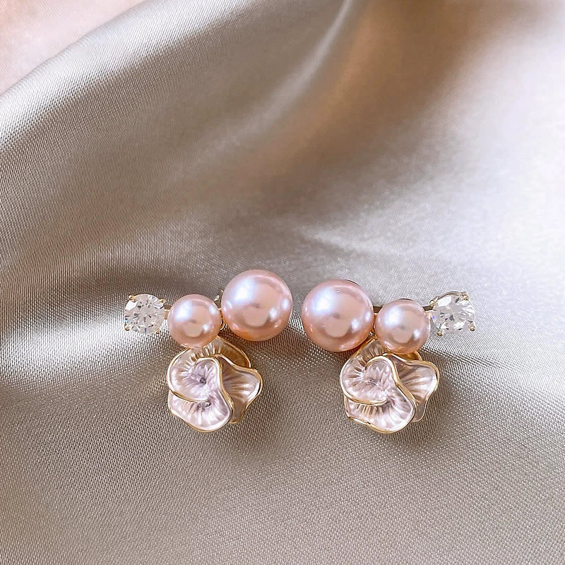 French Style Pearl Tassel Earrings with 925 Silver Needles