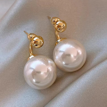 French Style Pearl Tassel Earrings with 925 Silver Needles