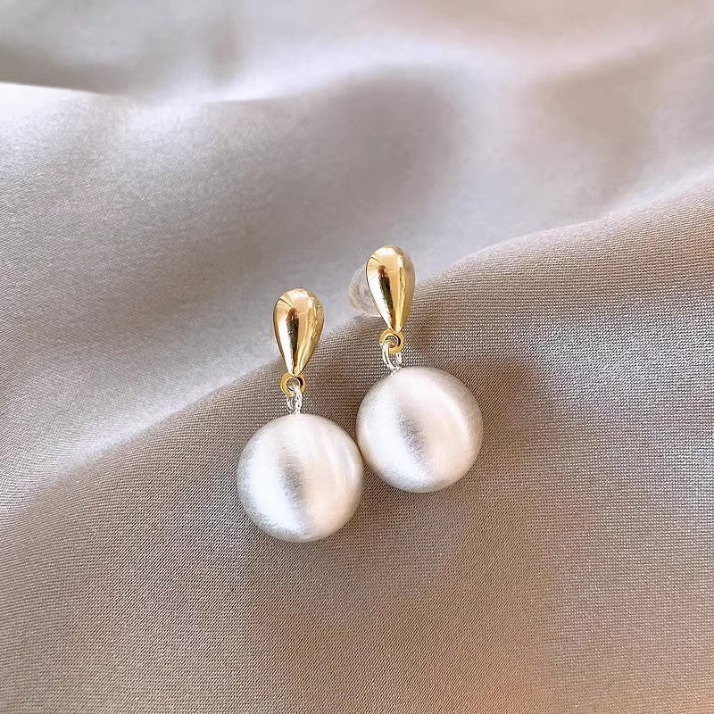 French Style Pearl Tassel Earrings with 925 Silver Needles