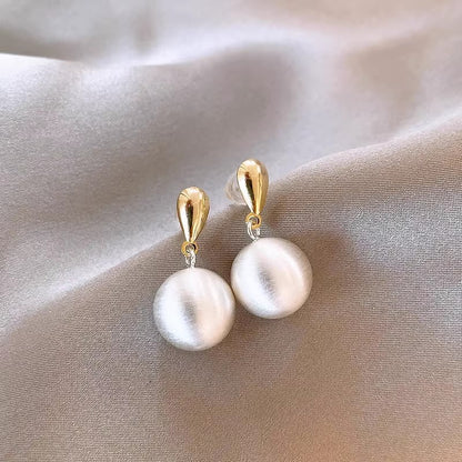 French Style Pearl Tassel Earrings with 925 Silver Needles