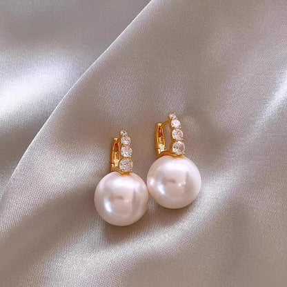 French Style Pearl Tassel Earrings with 925 Silver Needles