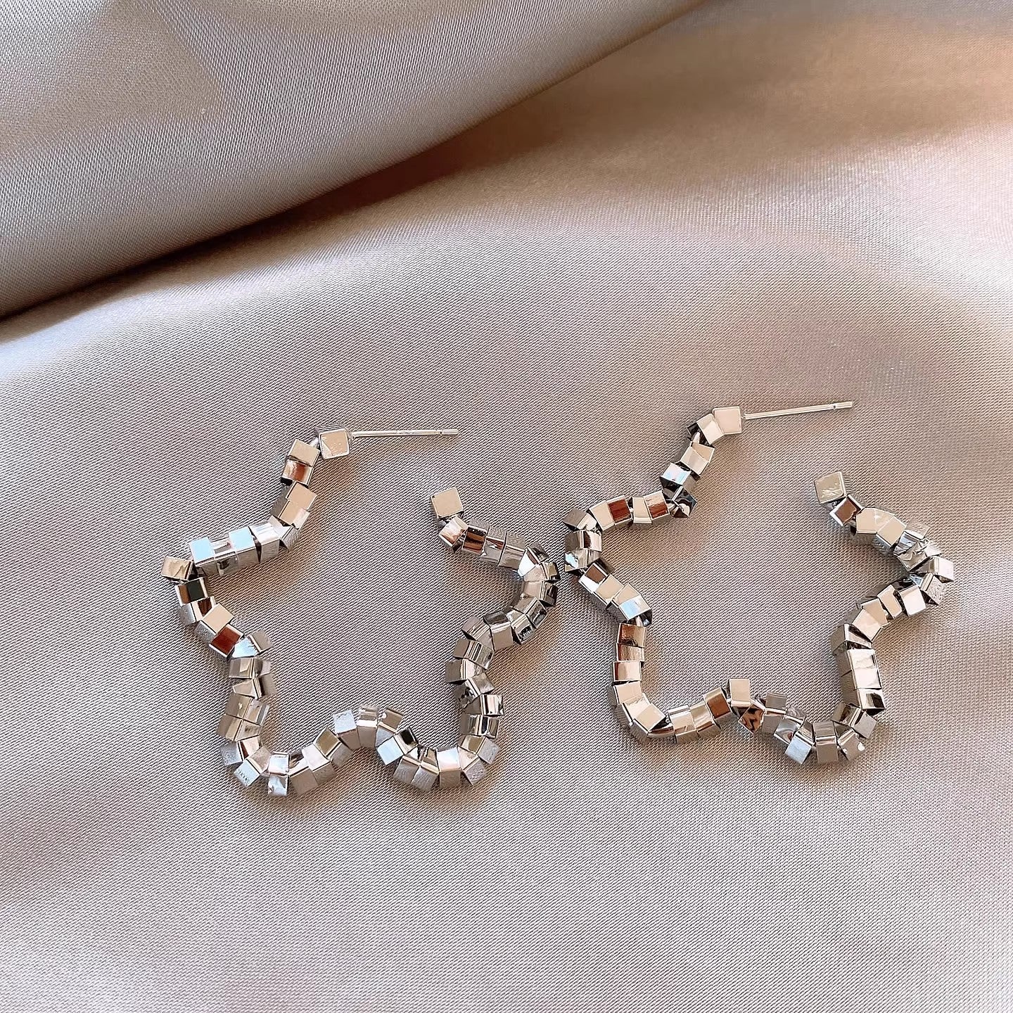 French Style Pearl Tassel Earrings with 925 Silver Needles