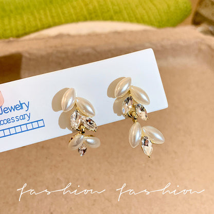 French Style Pearl Tassel Earrings with 925 Silver Needles