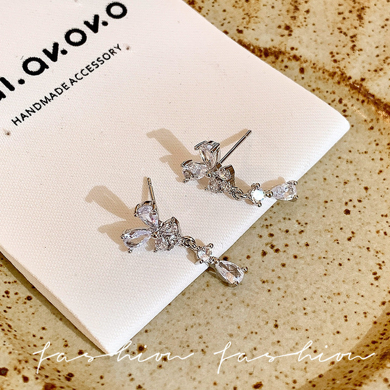 French Style Pearl Tassel Earrings with 925 Silver Needles