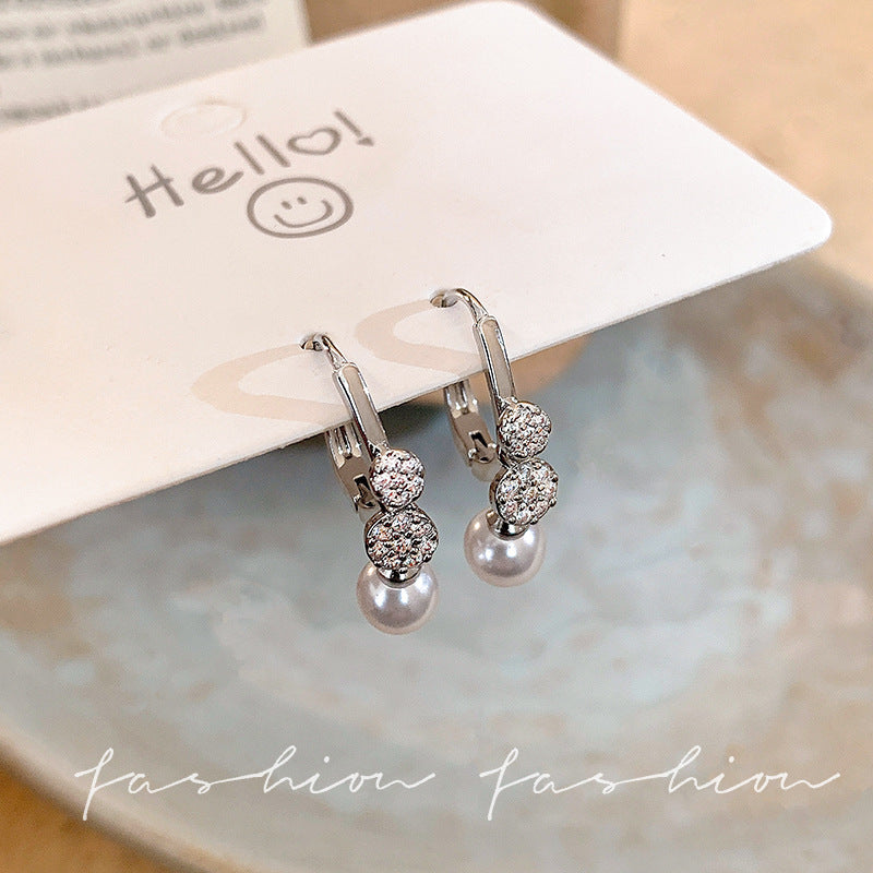 French Style Pearl Tassel Earrings with 925 Silver Needles