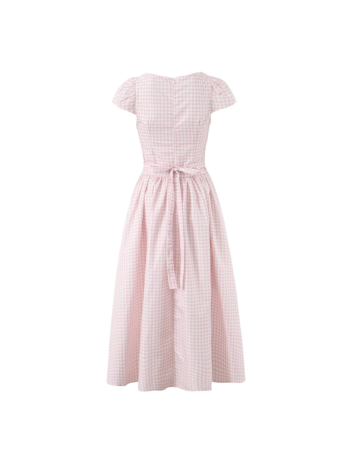 French Style Plaid Square Neck Dress