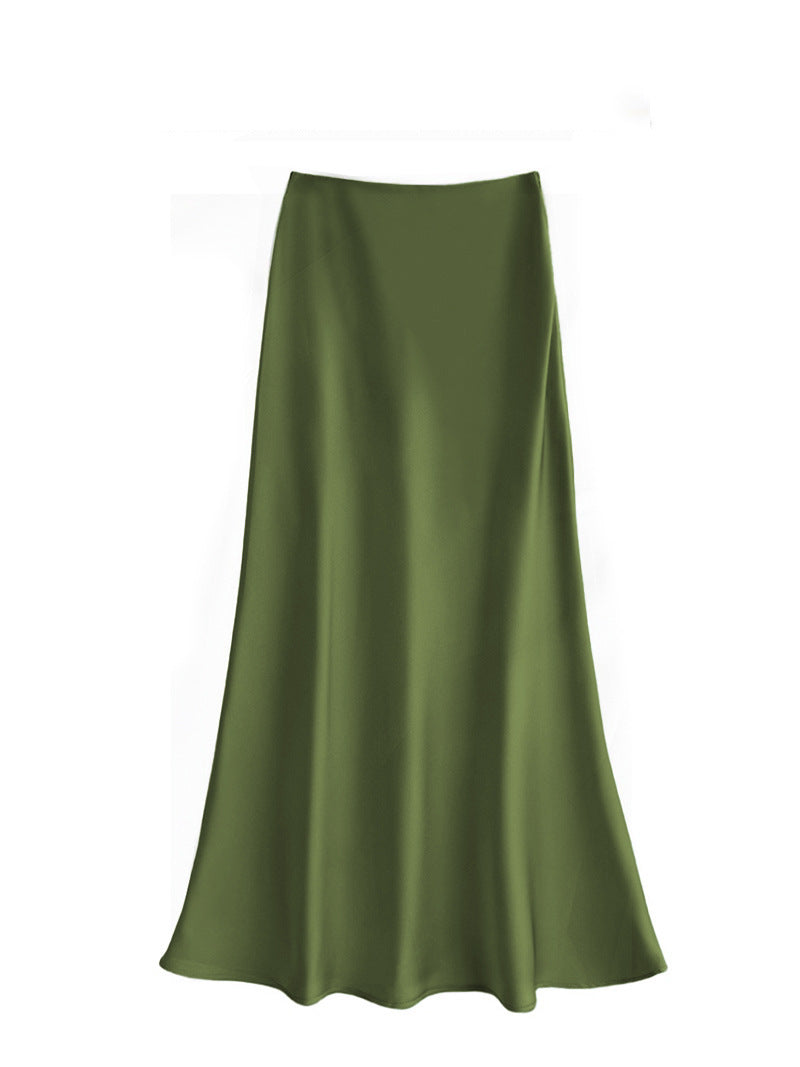 French Style Satin Draped Skirt