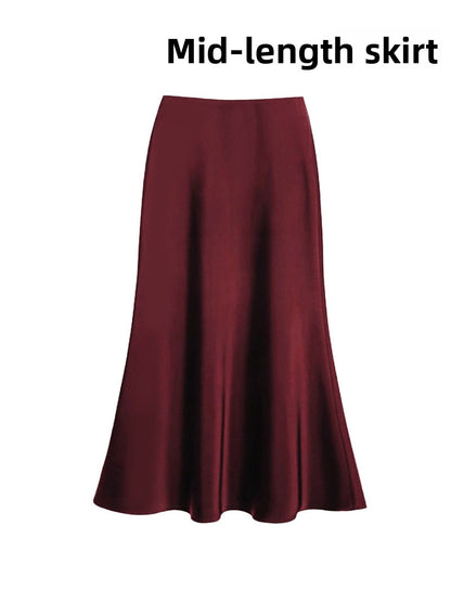 French Style Satin Draped Skirt