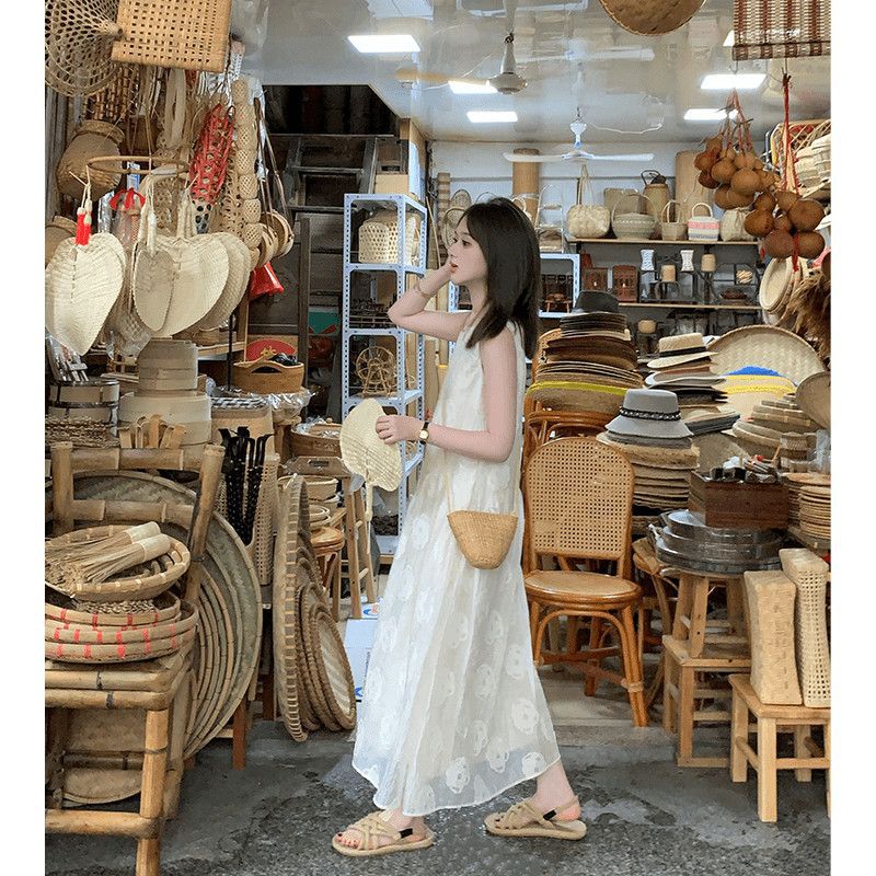 French Style Sleeveless Backless Loose A-line Dress