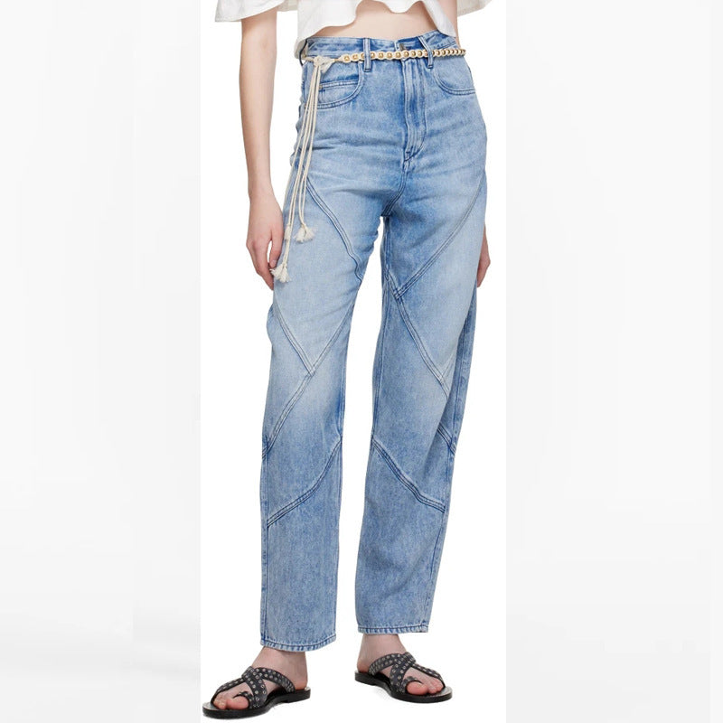 French-Style Straight-Leg Hip-Lift Denim Pants