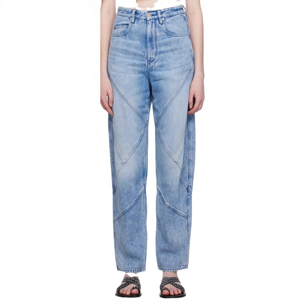 French-Style Straight-Leg Hip-Lift Denim Pants