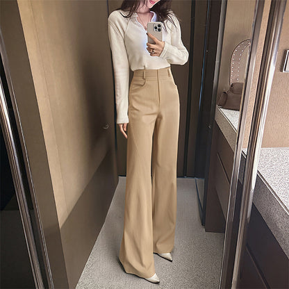 French Style Straight Leg Womens Trousers