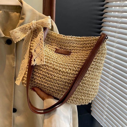 French Style Straw Crossbody Bag