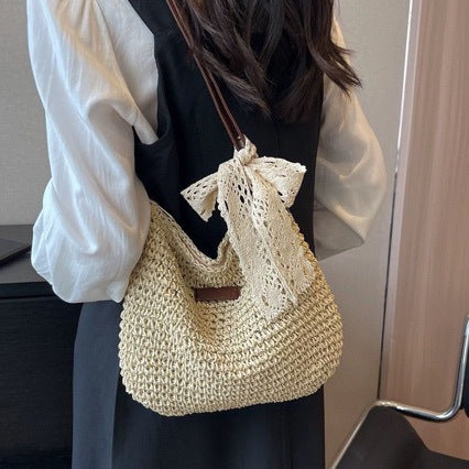 French Style Straw Crossbody Bag