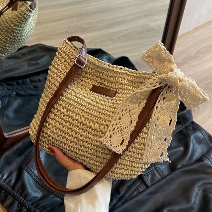 French Style Straw Crossbody Bag