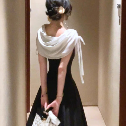 French Style Swing Collar Long Dress