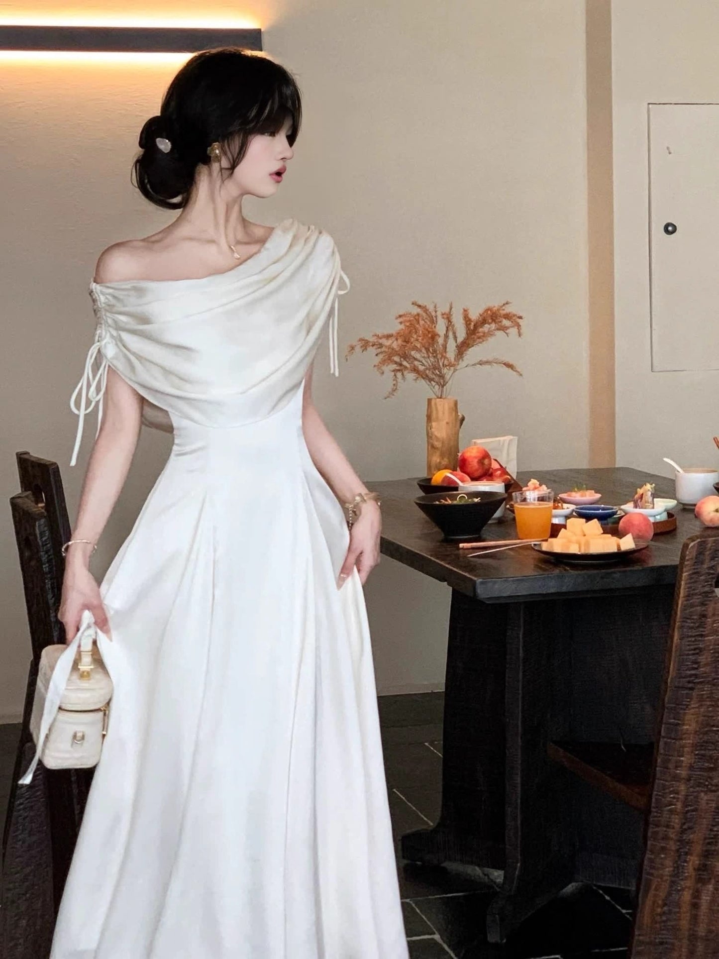 French Style Swing Collar Long Dress