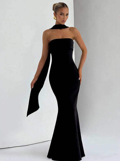 French Style Tube Top Fishtail Skirt High Waist Dress