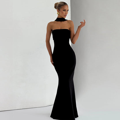 French Style Tube Top Fishtail Skirt High Waist Dress