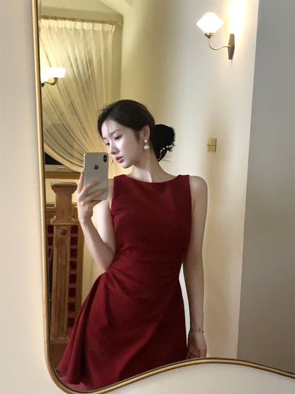 French Style Waist Cinching Knit Dress