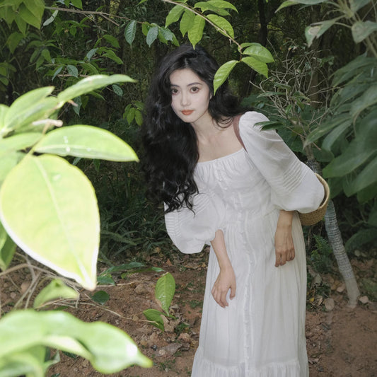 French-style white dress