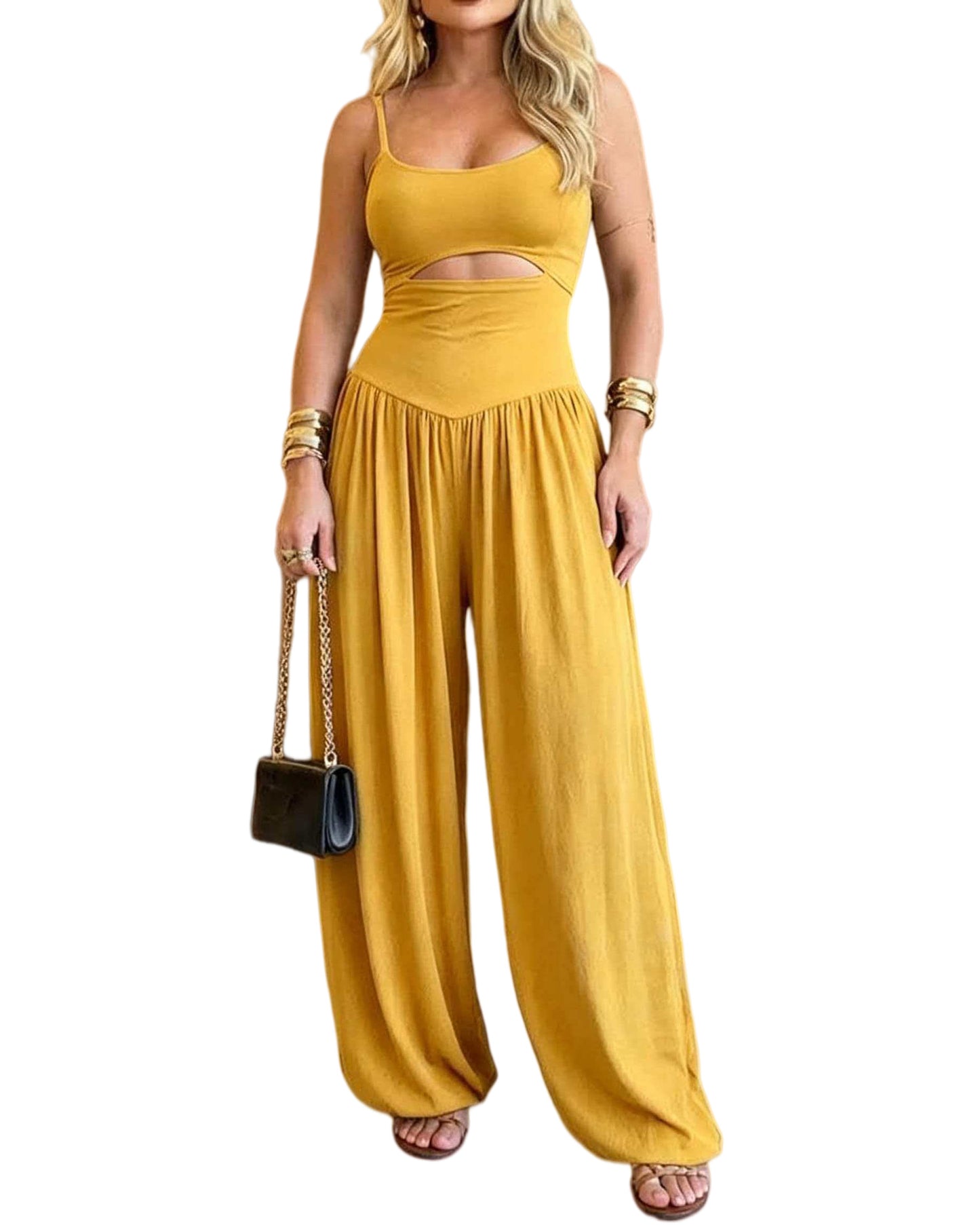 French Style Women's Vest Wide-Leg Jumpsuit
