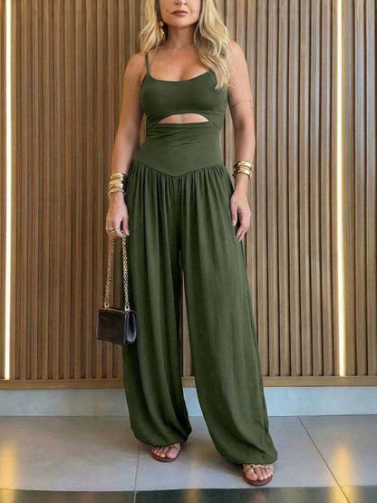 French Style Women's Vest Wide-Leg Jumpsuit