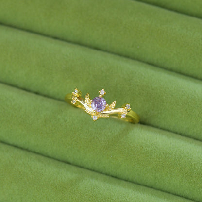 French Style Zircon Butterfly Open Ring