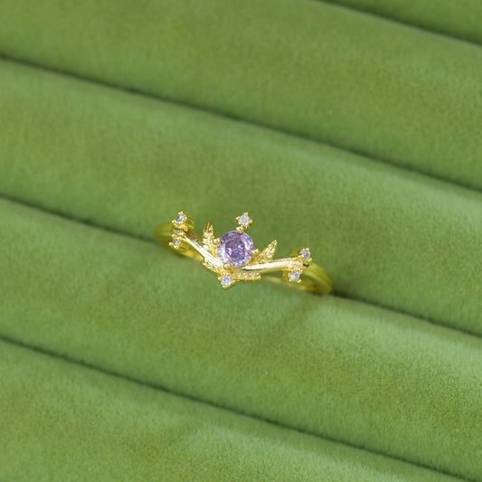 French Style Zircon Butterfly Open Ring