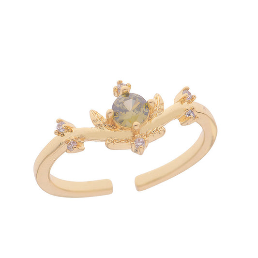 French Style Zircon Butterfly Open Ring