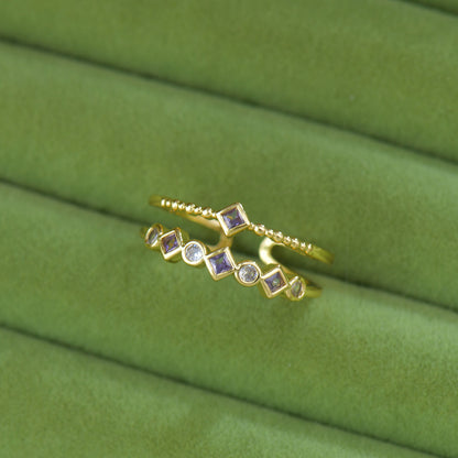 French Style Zircon Butterfly Open Ring