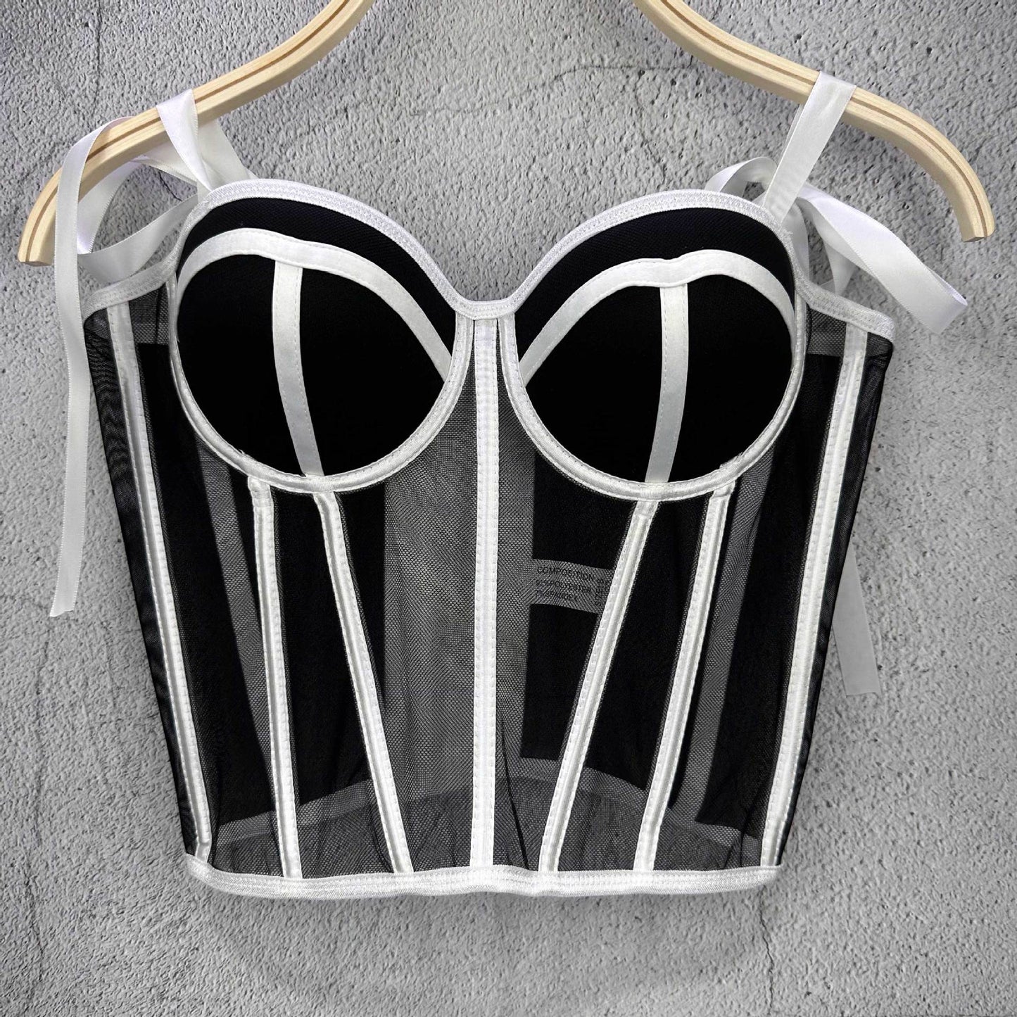 French Sweet Spicy Strap Camisole Women Fishbone Waist Top