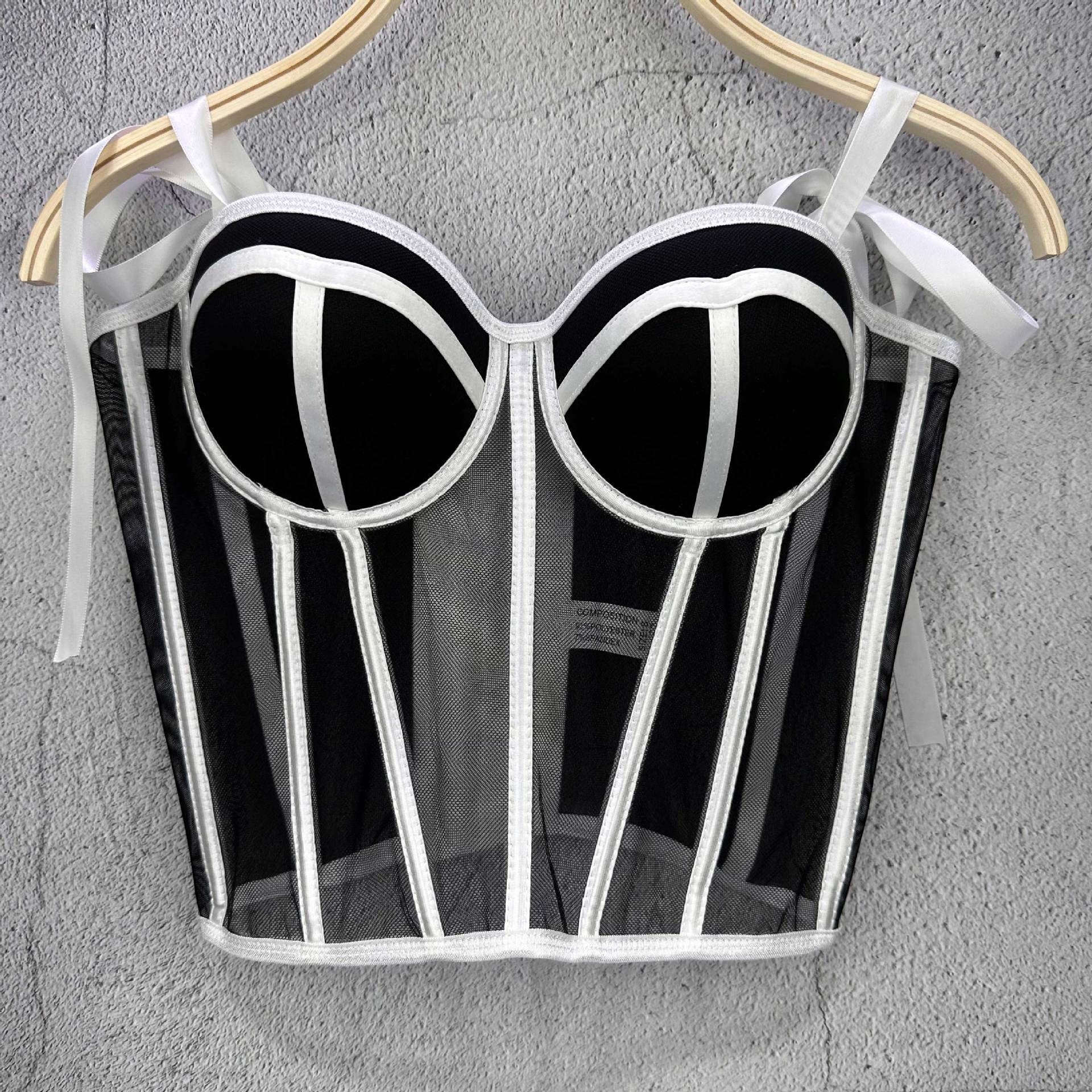 French Sweet Spicy Strap Camisole Women Fishbone Waist Top
