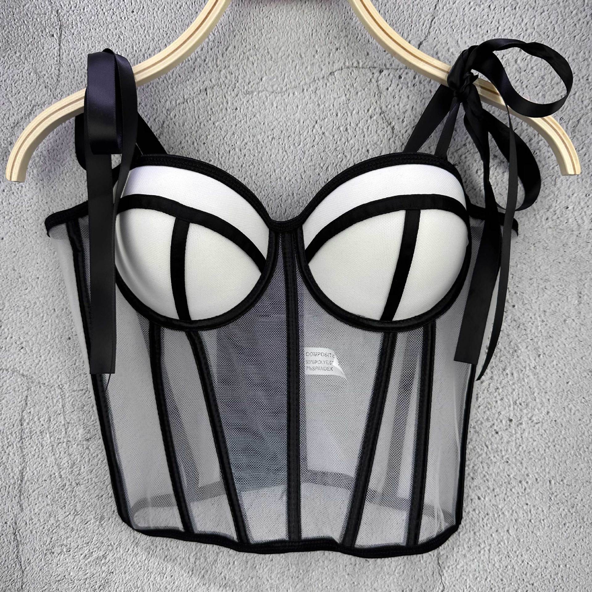 French Sweet Spicy Strap Camisole Women Fishbone Waist Top