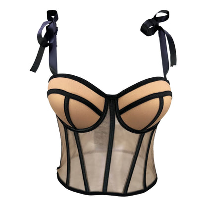 French Sweet Spicy Strap Camisole Women Fishbone Waist Top