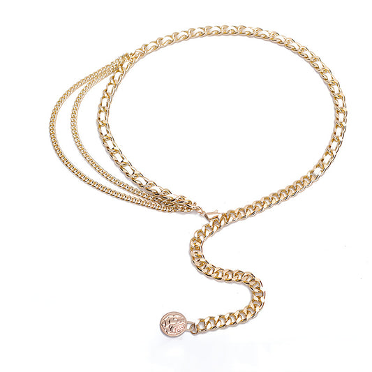 French Thin Metal Braided Waist Chain Belt