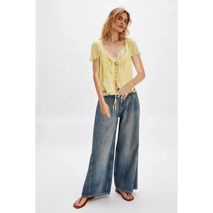 French Tie Lace Blouse