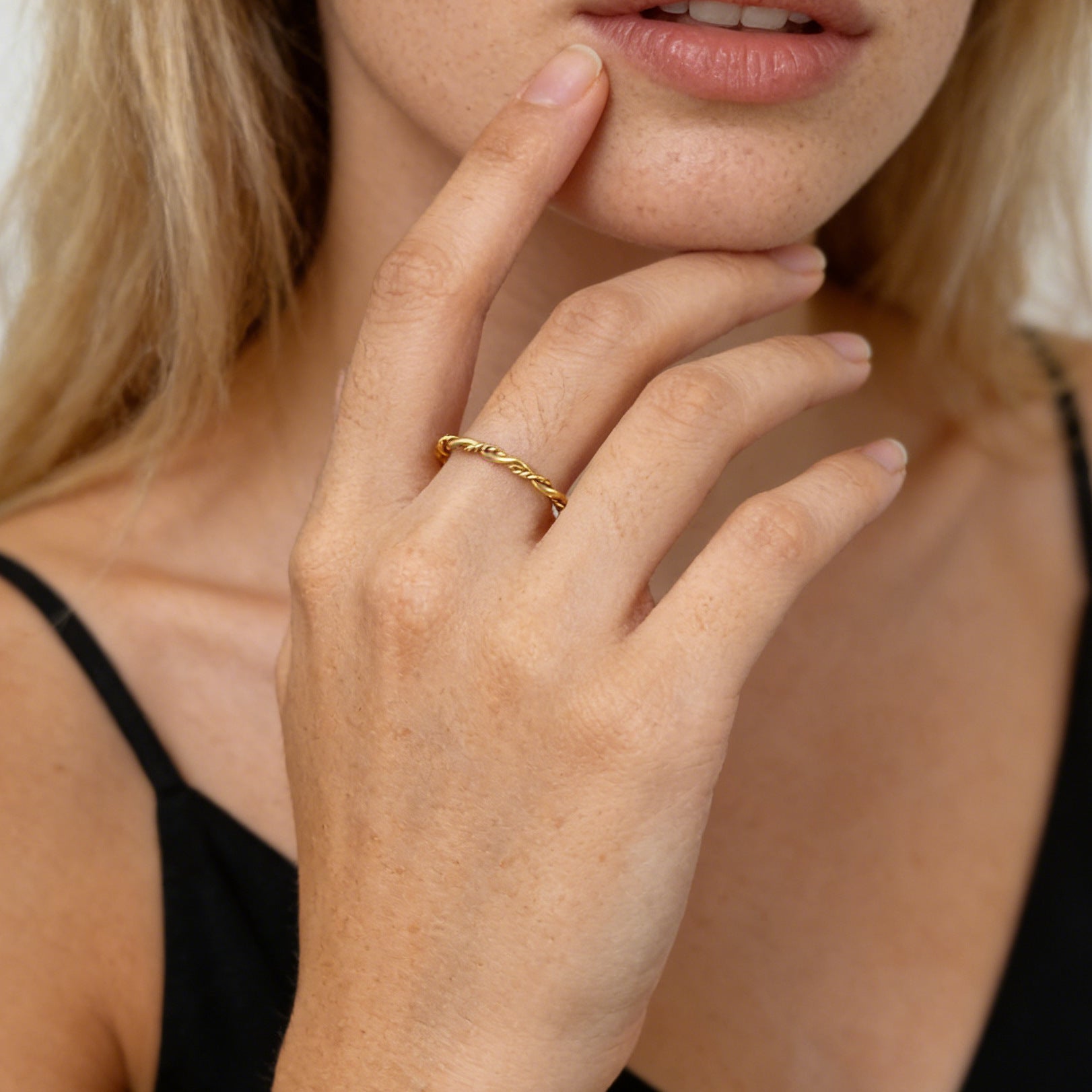 French Twist Mobius Ring Gold Electroplated