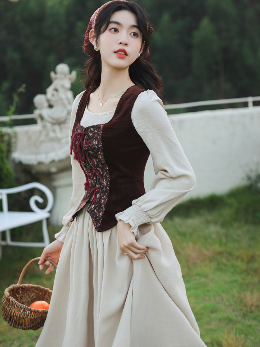 French Vintage Layered Dress Set