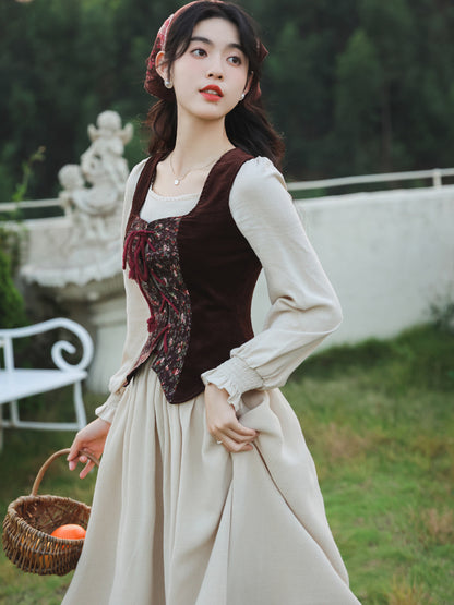 French Vintage Layered Dress Set