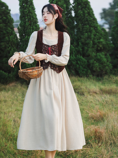 French Vintage Layered Dress Set