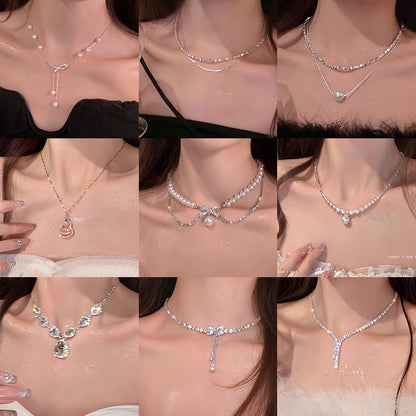 French Vintage Rose Pearl Necklace for Women