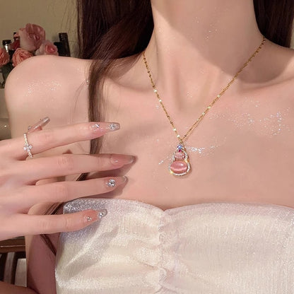 French Vintage Rose Pearl Necklace for Women