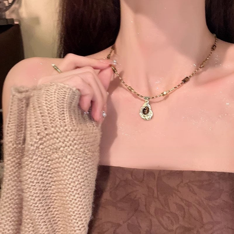 French Vintage Rose Pearl Necklace for Women