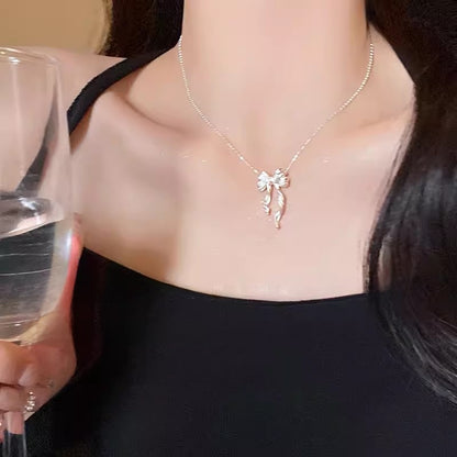 French Vintage Rose Pearl Necklace for Women