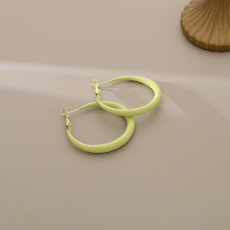 Fresh and Fashionable Dopamine Color Circle Earrings Simple Personality Advanced Sense Summer Earrings Small Ear Holes